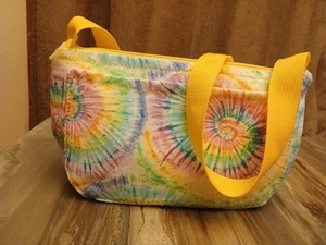 Neu Retro Batik Psycadellic Schultertasche Handtasche rosa grün blau lila pastellfarben - Bild 1 von 6