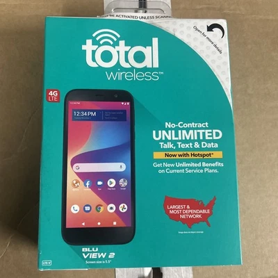 Total Wireless Blu View 2 4G LTE Prepaid Smartphone Black 32GB, Network Locked - Image 1 of 2