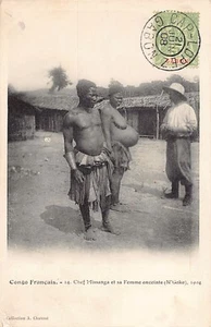 ETHNIC NUDE - Congo Brazzaville - Chief Missanga and his pregnant wife in N'Goko - Picture 1 of 2