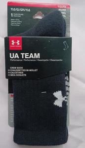 Under Armour Socks UA Team Performance Cushion Crew Logo YLG 1-4 New - Picture 1 of 3