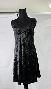 Vestito nero velluto midi slip baby doll spalline spaghetti taglia M usato in ottime condizioni - Foto 1 di 16