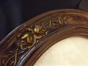 VTG wooden OVAL FRAME ornate floral carved 13.5"X11.5" w/ glass and back NO EASE - Picture 1 of 10