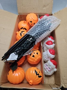 Blow Mold Pathway Lights Interchangable (10)Santa (10)Pumpkin Complete - Picture 1 of 5