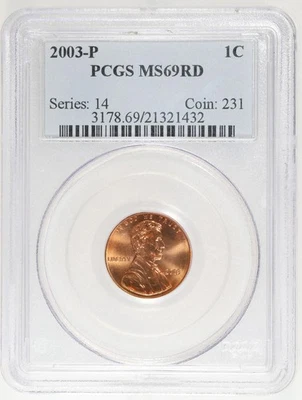 2003-P Lincoln Memorial Cent PCGS MS69RD - Image 1 of 4