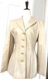 ESCADA Margaretha Ley Buttery Lammfell Lederjacke Beige Blazer Gr. 38 - Bild 1 von 14