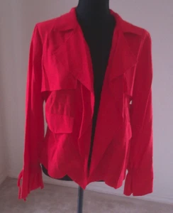 CECE NWT WOMENS RED OPEN FRONT RUFFLED JACKET SIZE SMALL BN228 - Picture 1 of 5