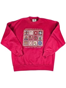 Vintage Quilt Grafik Pullover Damen groß rot Oma Kern Freizeit Damen Gopher - Bild 1 von 7
