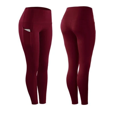Pantalones de yoga de cintura alta para mujer Leggings de gimnasio con bolsillo Fitness Deportes Correr Foto 1 de 4