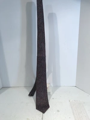 Corbata vintage con patrón de cachemira azul borgoña seda DAMON  Foto 1 de 4