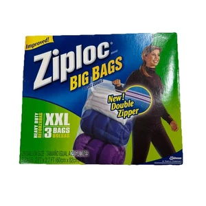 Ziploc Big Bags Heavy Duty Storage XXL 3 Bags 20gal Size 2’x 2.7’ New & Sealed! - Picture 1 of 4