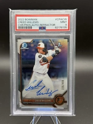 2022 Bowman 1st Creed Willems Chr. Pros .Auto- Refractor  PSA 9  /499 - Image 1 of 2
