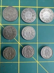 8 Swiss Rappen Coins From 1884 To 1911 - Picture 1 of 2