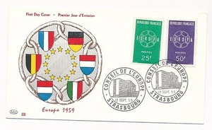 D90037 Europa CEPT 1959 Interlocking Chains FDC France - Picture 1 of 1