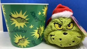 RUZ NEU Dr. Seuss Plüsch Grinch mit Clip & NEU 24oz Grinch Popcorn Eimer - Bild 1 von 8