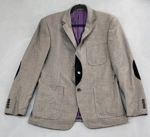 Stone Rose Blazer Jacket Mens 42R Wool Houndstooth Elbow Patches Purple LPL101 - Picture 1 of 20