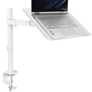 VIVO White Single Laptop Notebook Desk Mount, Fully Adjustable Extension Clamp - Picture 1 of 8