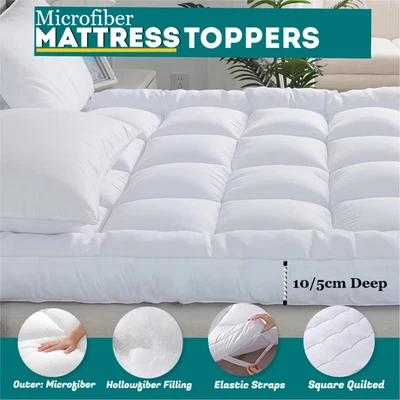 DIAMONDTEX30 Thick Hotel Quality Mattress Toppers Deep Topper Single Double King 10cm/4inch