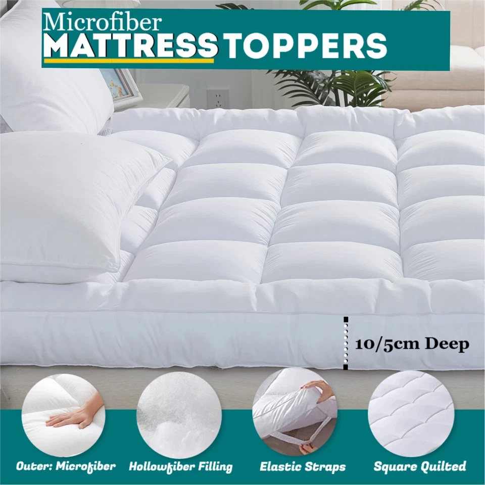 DIAMONDTEX30 Thick Hotel Quality Mattress Toppers Deep Topper Single Double King 10cm/4inch