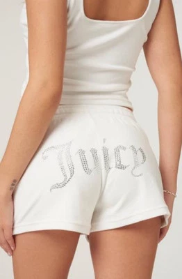Juicy Couture Bling Velour Booty Lounge Track Sleep Shorts XL White - Image 1 of 4