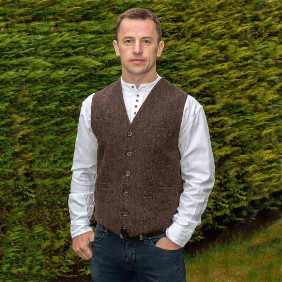 Твидовый жилет для мужчин — темно-коричневый - Изображение 1 из 1