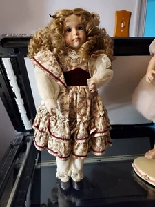 Porcelain Doll blond blue eyes 14 inches (jm - Picture 1 of 3