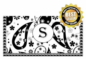 NEW Black and white Paisley monogram Personalized VINYL Checkbook Cover - Picture 1 of 5