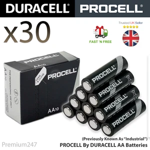 30 DURACELL INDUSTRIAL AA Batteries Professional ALKALINE PROCELL AA NEW UK - Picture 1 of 4