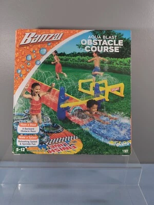 全新 & 密封 BANZAI AQUA BLAST OBSTACLE COURSE 可充气水滑  — 第 1/4 张图片