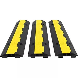 Dossi Passacavi 3 Pz 1000x250x45mm Passacavo a Pavimento In Gomma 2 Slot 5T - Picture 1 of 12