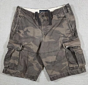 Abercrombie & Fitch Camo Cargo Shorts Men 30 Button Fly Distressed Military Y2K  - Picture 1 of 10