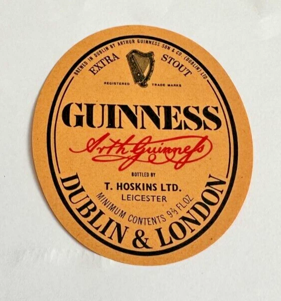10 X GUINNESS T HOSKINS LTD PAPER BEER BOTTLE LABEL - TEN BADGE PUB BAR HOME ALE - Image 1 of 1