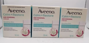 Pack of 3 Aveeno calm restore age renewal cream 50ml New In Box - Picture 1 of 3