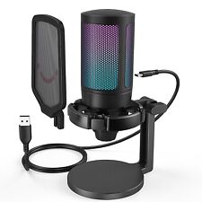 FIFINE RGB Streaming USB Condenser Microphone for Podcasts Videos PC Gaming PS5