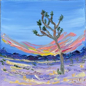 ORIGINAL Joshua Tree Sunset Oil On Canvas impressionsim Contemporary Fine Art - Picture 1 of 11