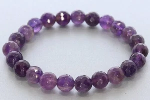  Pulsera elástica bola facetada amatista 8 mm 8S129 - tamaño a elegir - Imagen 1 de 2