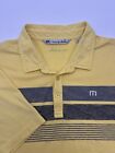 Travis Mathew Polo Shirt Men XL Yellow Short Sleeve Block Striped Golf Pima