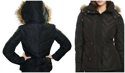 NUEVO Kenneth Cole Plumón Plumón Acolchado Parka Con Capucha Imitación Piel Abrigo Chaqueta Nuevo con Etiquetas L 12 Foto 1 de 4