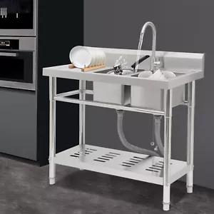 Stainless Steel Utility Sink Commercial Restaurant Laundry Sink Kitchen Sink - Picture 1 of 20