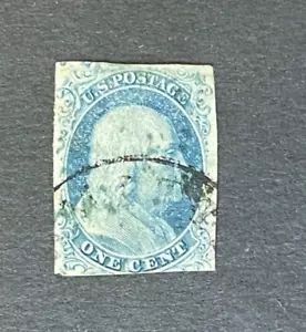 mystamps US #7, 1 Cent Franklin, Typ II, 1851, gebraucht - Bild 1 von 2
