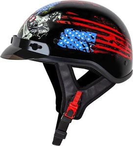 Cartman Cruiser Scooter Motorcycle Half Face Helmet, DOT Approved Large Flag - Picture 1 of 7