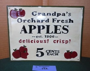 Nostalgia TIN SIGN Grandpa's Apples Metal Wall Decor - Picture 1 of 3