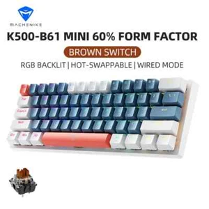 Mechanical Mini Keyboard 61Keys Gaming Wired Full Key Hot-Swappable RGB Backlit - Picture 1 of 15