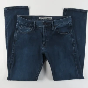 Express Mens Jeans Size 30x32 Kingston Classic Fit Straight Mid Rise Blue Denim - Picture 1 of 11