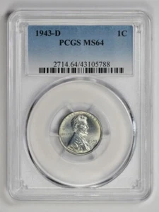 1943 D Lincoln Penny Cent PCGS MS 64 - Picture 1 of 2