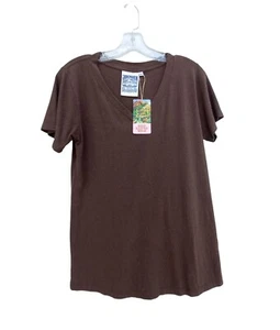 Camiseta Jungmaven Paige Cuello en V Café Grano Marrón Cáñamo Algodón Orgánico Grande Nueva con Etiquetas - Imagen 1 de 14
