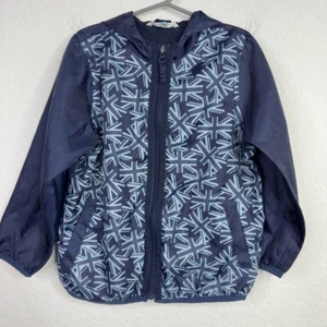 John Lewis Jacket Boys 4 Blue Hooded Zip Geometric UK Flag Outdoor Windbreaker - Picture 1 of 7