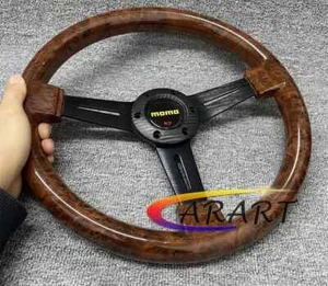 MOMO ABS Wood Style Classic Black Spoke Steering Wheel 14inci & Faster - Picture 1 of 3