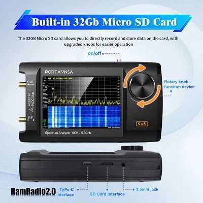 SA5 100K-5.3GHz Handheld Spectrum Analyzer Signal Generator with 32G Memory Card - Image 1 of 4