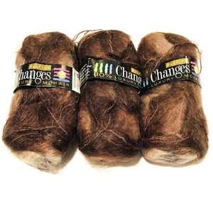 Hayfield Changes Yarn 80% Luxury Mohair 025007 Brown D Lot 436 England 3 Skeins - Picture 1 of 17