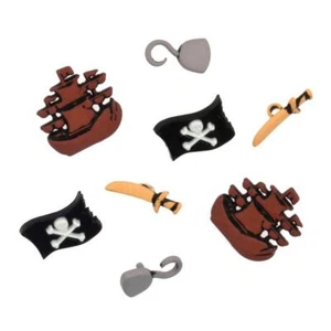 8 Pirates Buttons Shanks Washable Nylon Trimits Sewing Knitting Ship Hook Sword - Picture 1 of 1